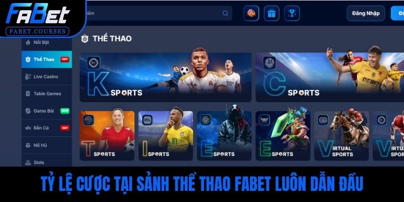Tỷ lệ cược tại sảnh thể thao FABET luôn dẫn đầu